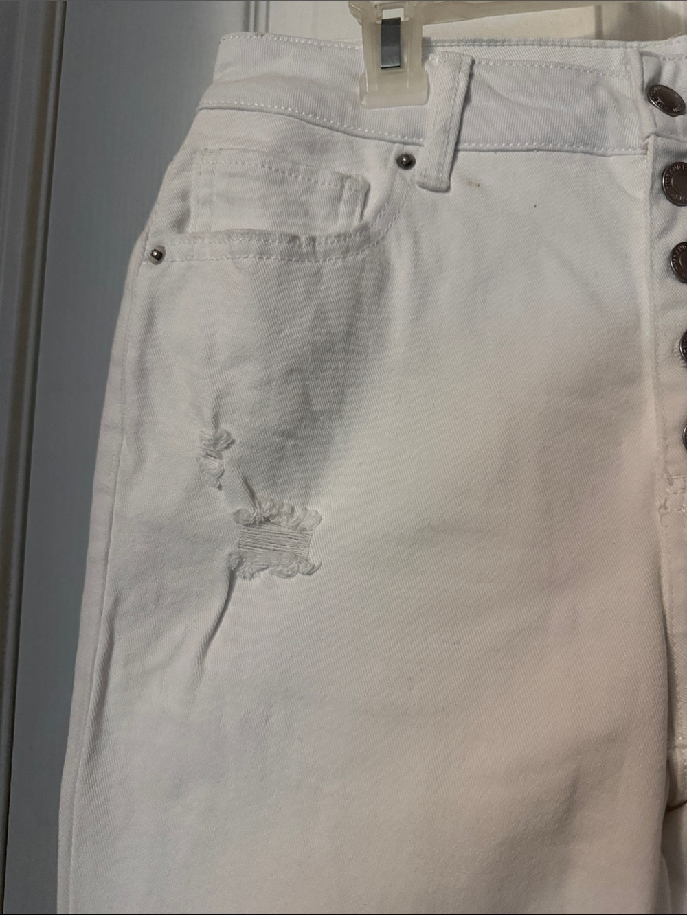 White Distressed Ankle Jeans - Picture 4 of 7